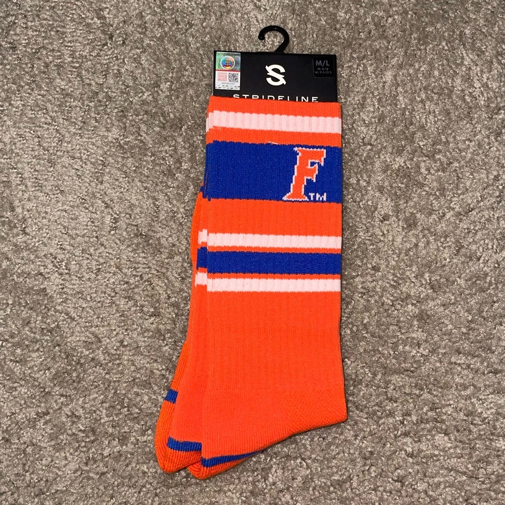 NWT M/L Strideline Florida Gator Knit Crew Socks